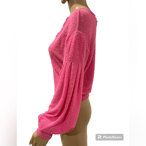 Free People Women's Dream Girl V Neck Bishop Sleeve Top size S - Picture 4 of 5